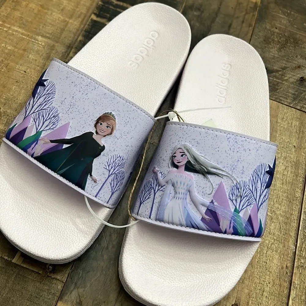 NWT FROZEN ADIDAS SHOWER SHOES KIDS SIZE 6